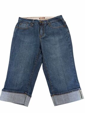 ZD Women’s Blue Denim Cuffed Capri Jeans, 16